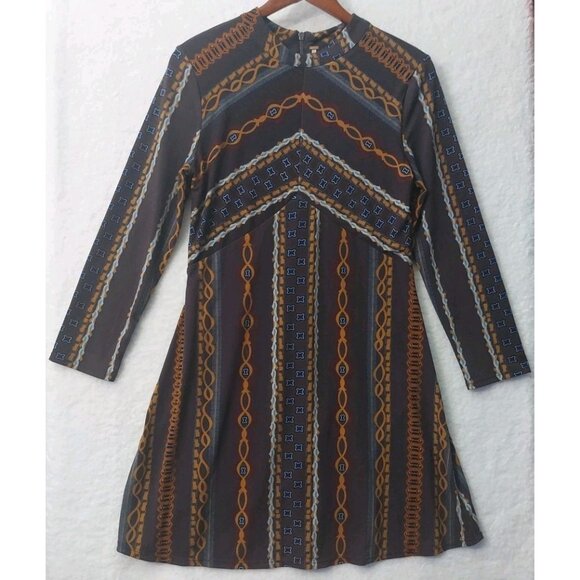 Free People Dress Womens Stella Mini  Fall Brown 3/4 Sleeve Boho Mod Medium - Picture 3 of 8